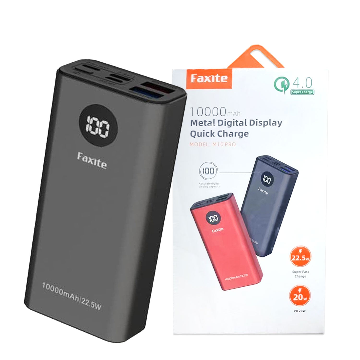 FAXITE M10PRO 10000mah 22.5W DISPLAY QUICK CHARGE 4.0 POWER BANK