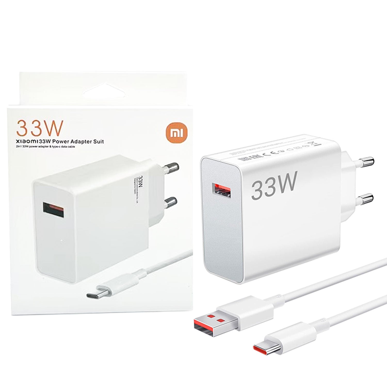Xiaomi 33W Turbo Fast Charger (EU Plug) – With USB-A to Type-C Cable